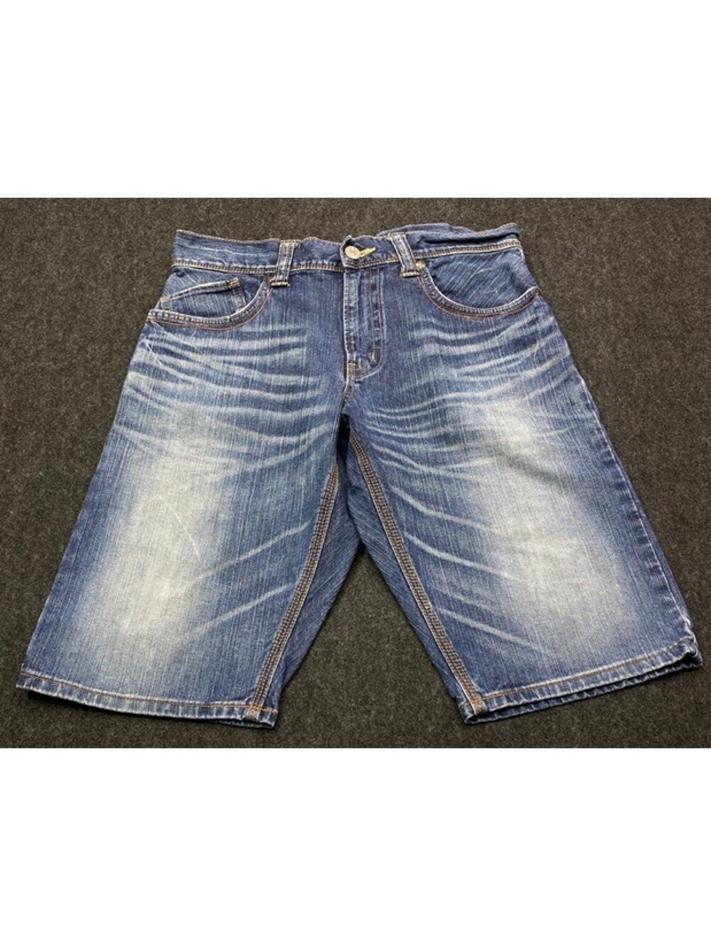 Edwin Men's Denim Shorts Men's Size 34 Blue Faded Wash Whiskers 10414
